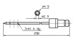 Одинарная игла для инъектора DORIT с круглым концом диаметр иглы 4,5 мм длина 258 мм