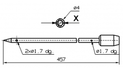 Иглы для инъектора SCHROEDER диаметр 4 мм длина 457 мм 2 отверстия 1,7 мм X = Ø 2,0 mm X = Ø 2,4 mm
