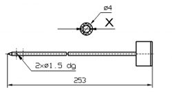 Марка инъектора INJECTSTAR диаметр 4 мм или 3 мм Игла без резьбовой втулки длина 253 мм X = Ø 2,0 mm X = Ø 2,4 mm