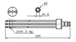 Иглы для инъектора FOMACO коническая тройная, диаметр 3 мм, длина 305 мм два двойных(сквозных) отверстия 1,2 мм