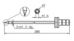 Инъекторная игла FOMACO треугольная одинарная, диаметр 3 мм, длина 388 мм два двойных(сквозных) отверстия 1,2 мм