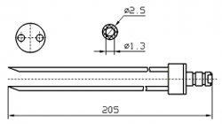 Инъекторная игла FOMACO скос двойная, диаметр 2.5 мм, длина 205 мм (инъекторные иглы для рыбы)