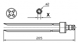 Инъекторная игла FOMACO скос четверная, диаметр 2 мм, длина 205 мм (инъекторные иглы для рыбы) X = ø 0,8 mm X = ø 1,0 mm