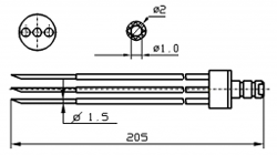 Инъекторная игла FOMACO скос тройная, диаметр переменный 1,5 - 2 мм, длина 205 мм (инъекторные иглы для рыбы)