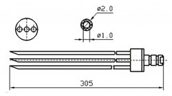 Инъекторная игла FOMACO скос тройная, диаметр 2 мм, длина 305 мм (инъекторные иглы для рыбы)