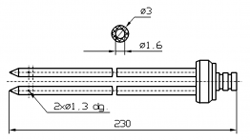 Инъекторная игла SUHNER двойная Диаметр 3 мм, длина 230 мм Штуцер быстросъемный разборный